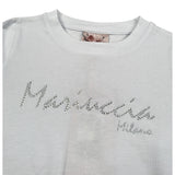 Mariuccia Shirt Girocollo tinta unita con Stampa Brillantinata Bianco per Bambina MBFW23T209 BIANCO MARIUCCIA 