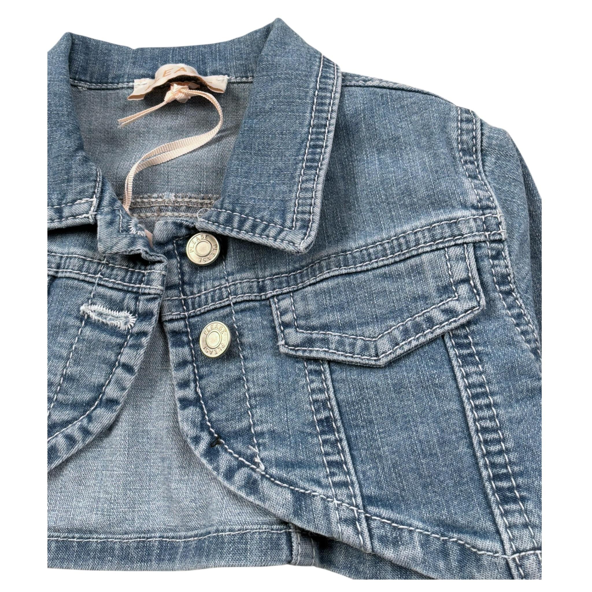 Please Giubbino In Denim Tinta Unita per Neonata JB29012G73 AZZURRO PLEASE 