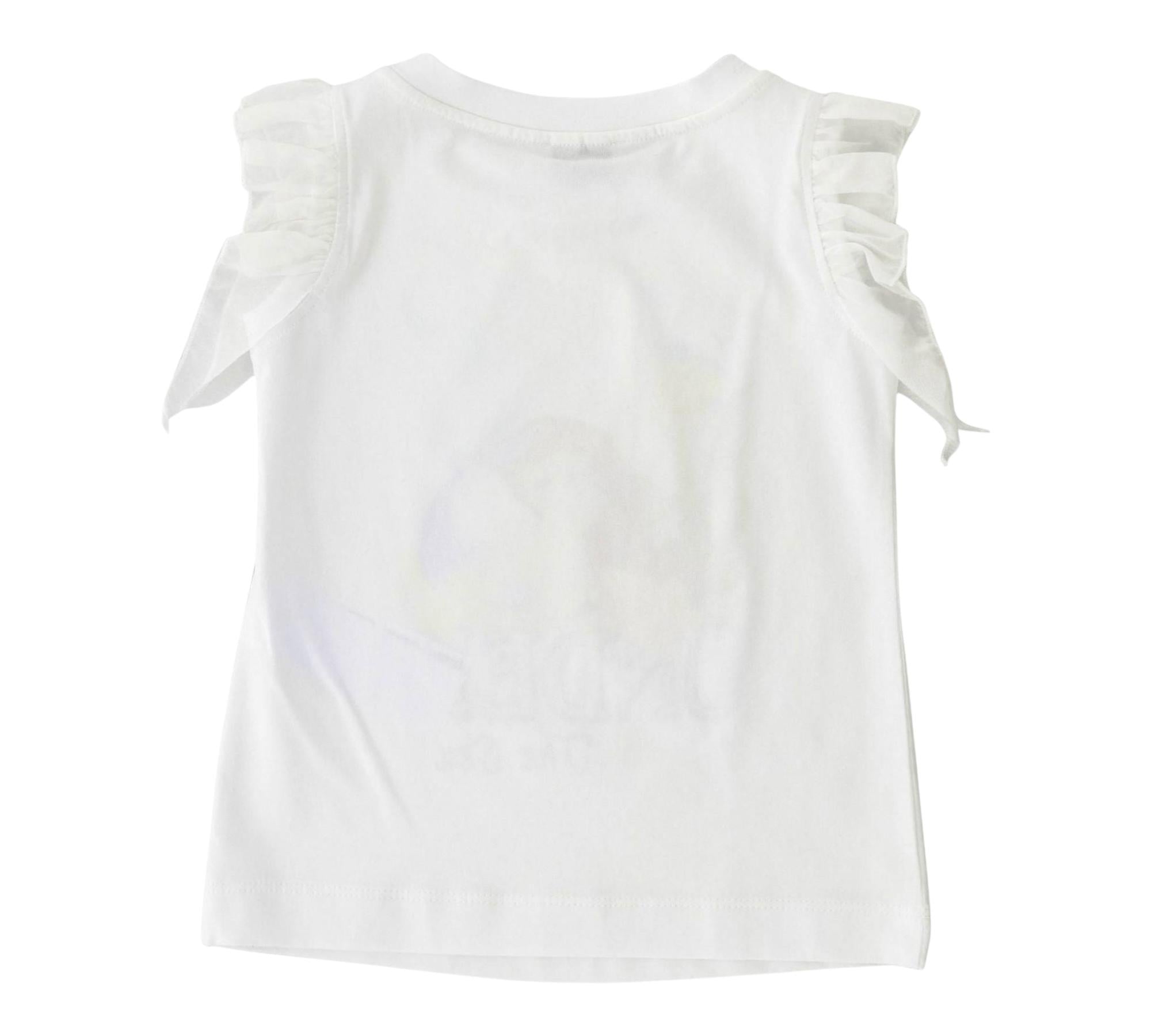 Monnalisa T-Shirt Girocollo Tinta Unita con Stampa Ariel per Bambina 113629PC BIANCO MONNALISA 