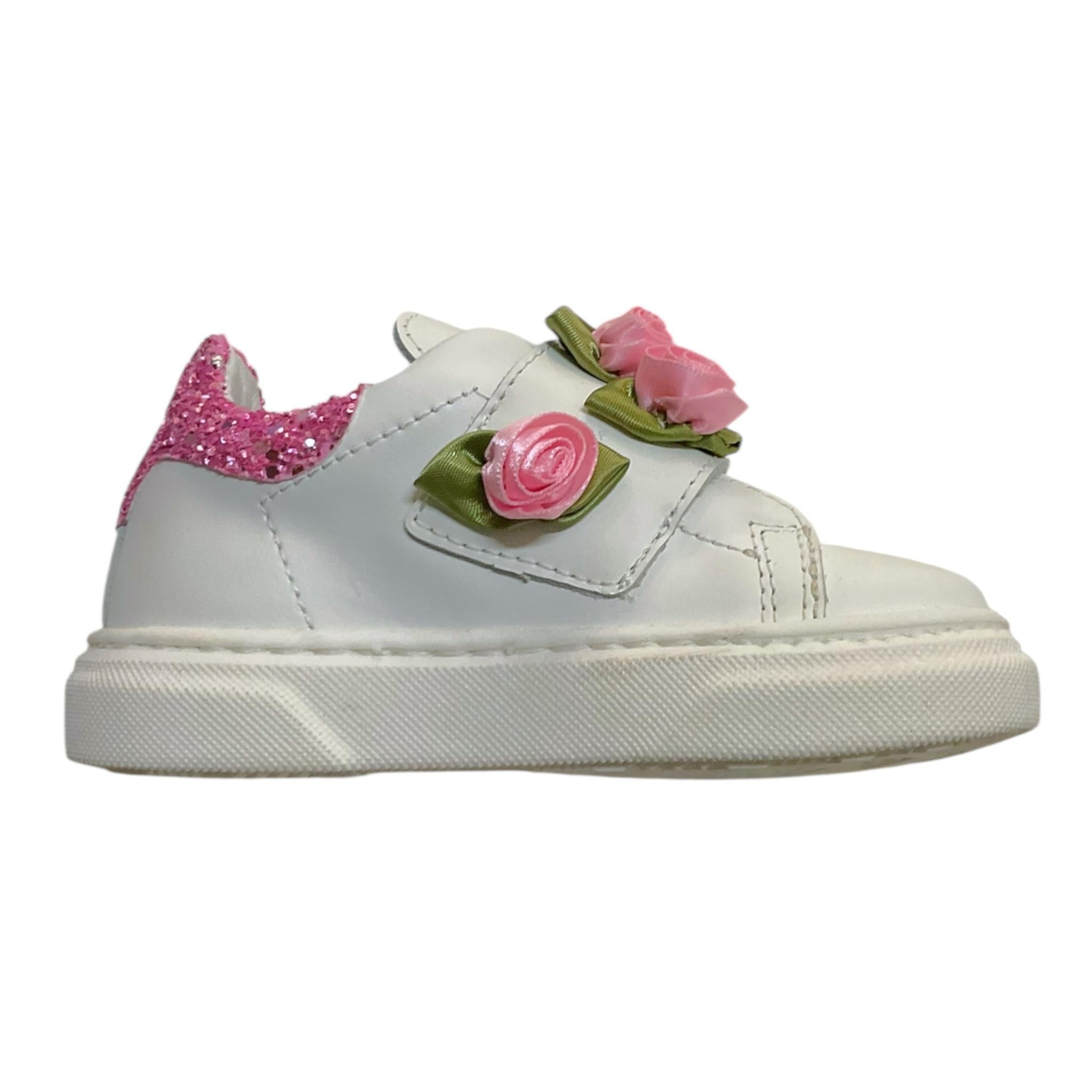 Monnalisa Sneakers Tinta Unita con Applicazioni per Neonata 83E003N BIANCO MONNALISA 