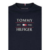 Tommy Hilfiger T-Shirt Girocollo Tinta Unita con Logo per Bambino KB0KB09538XX NERO TOMMY HILFIGER 