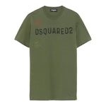 Dsquared2 T-Shirt Girocollo Tinta Unita con Stampa per Bambino DQ2753 VERDE DSQUARED2 