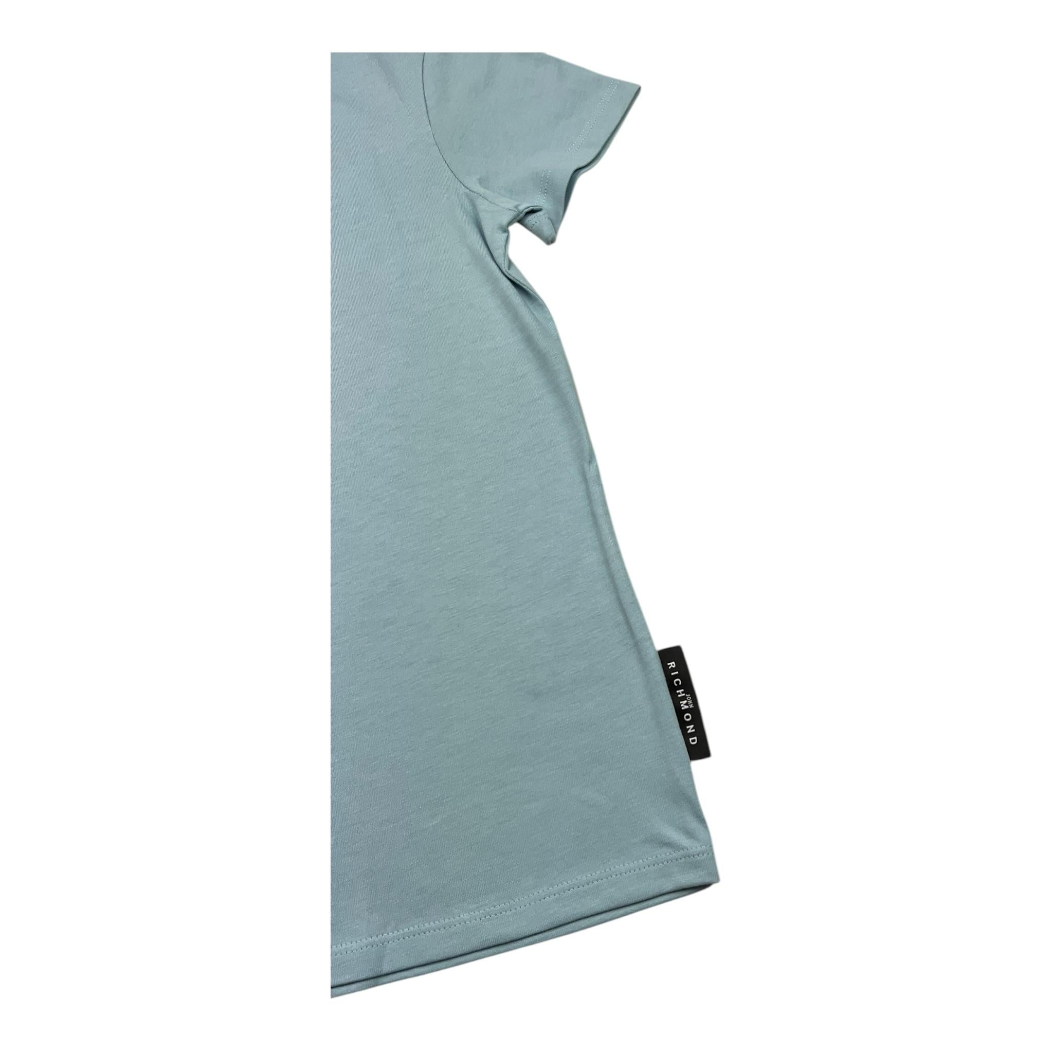 JOHN RICHMOND t-shirt girocollo tinta unita con stampa in contrasto Azzurro per Bambina RGA25009TS AZZURRO JOHN RICHMOND 