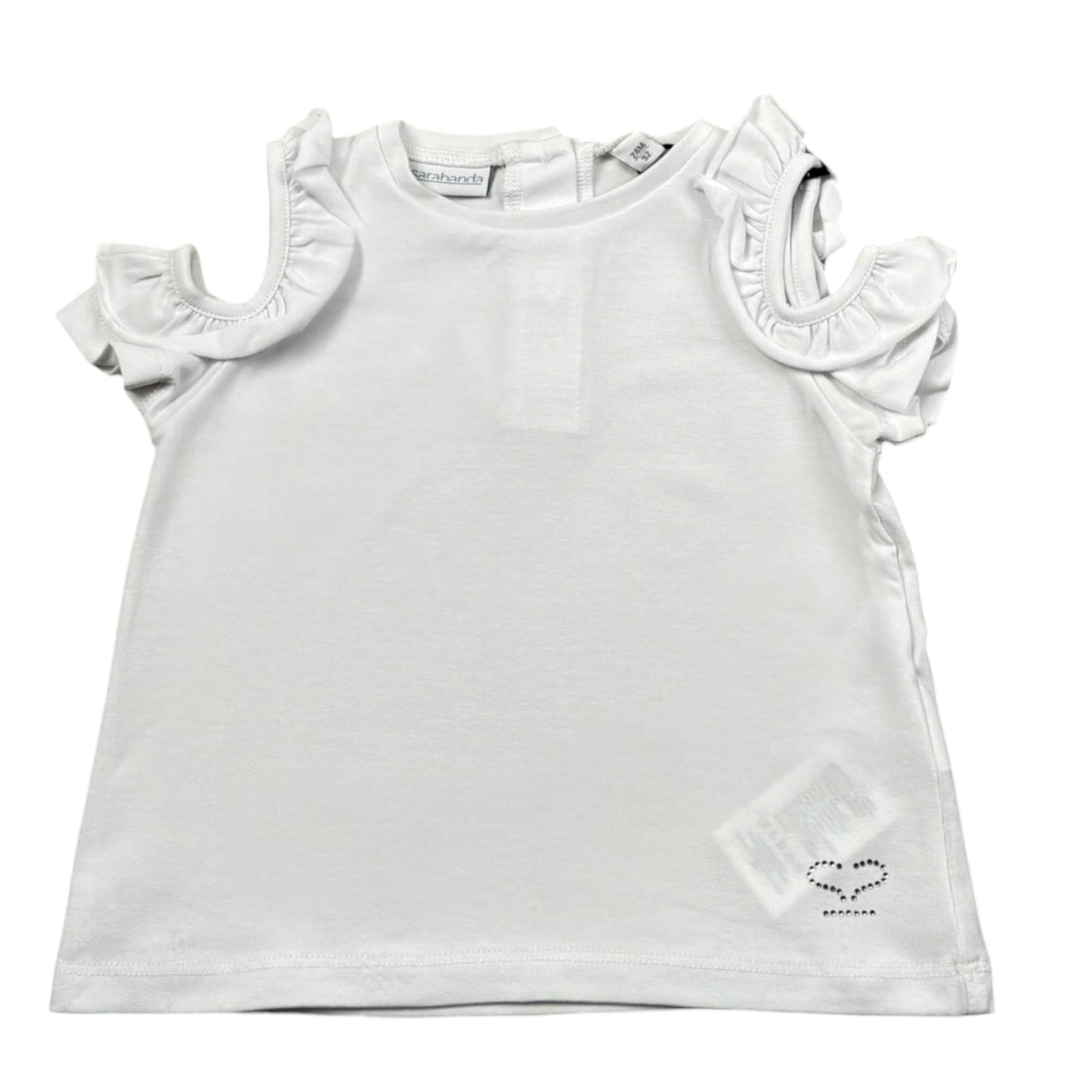 Sarabanda Top Tinta Unita con Balze per Neonata 0B310 BIANCO SARABANDA 