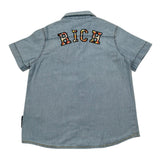 John Richmond Camicia Mezza Manica In Denim Tinta Unita per Neonato RBP25158CEB AZZURRO JOHN RICHMOND 