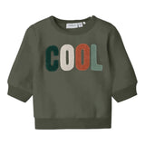 NAME.IT felpa chiusa girocollo tinta unita con stampa  Verde per Neonato 13233468 VERDE NAME.IT 