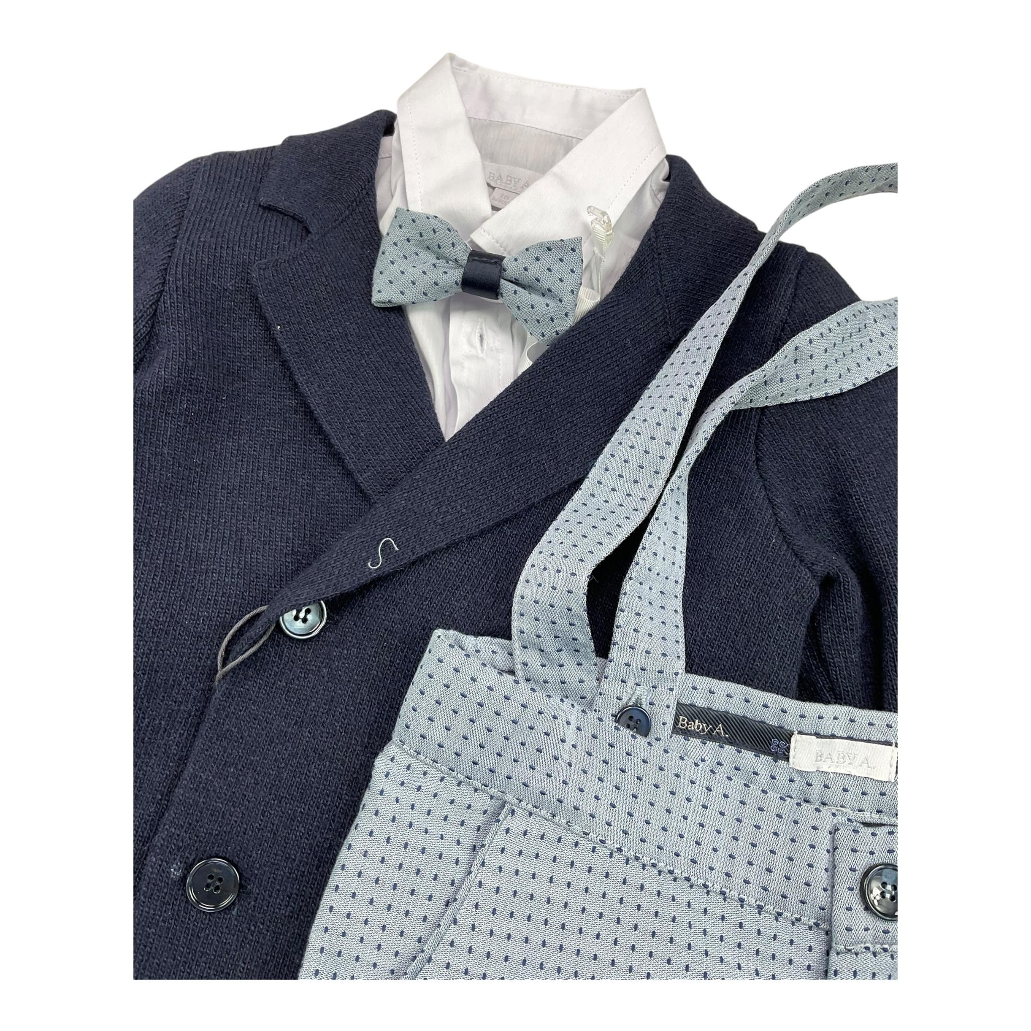 BABY A. completo 4 pezzi camicia-giacca-pantalone-papillon Blu per Neonato B2907 BLU BABY A. 