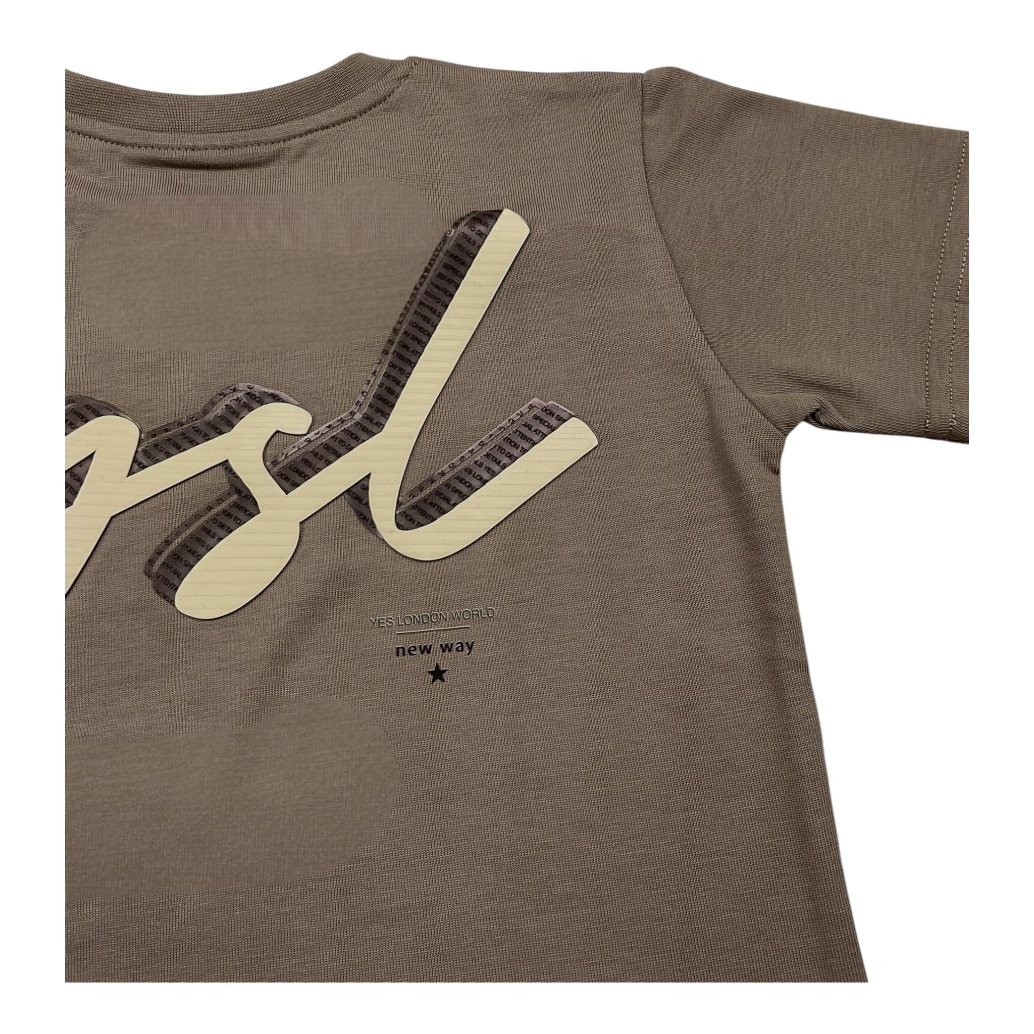 YES LONDON t-shirt girocollo tinta unita  Fango per Bambino JR2111 FANGO YES LONDON 