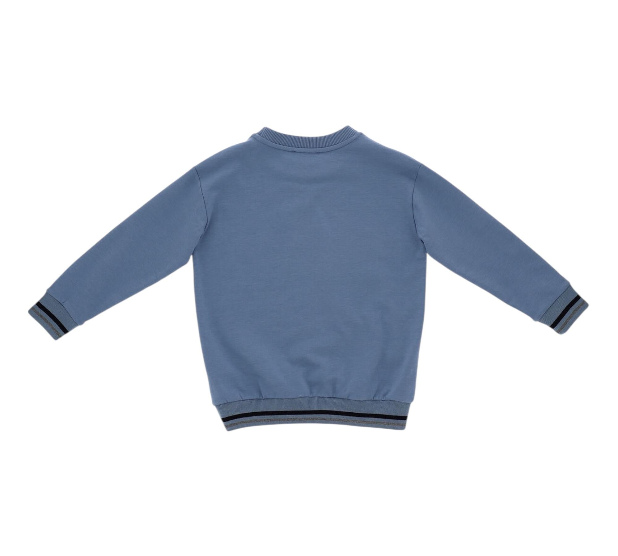 Monnalisa Felpa Chiusa Girocollo Tinta Unita con Stampa per Bambino 256608 AZZURRO POLVERE MONNALISA 