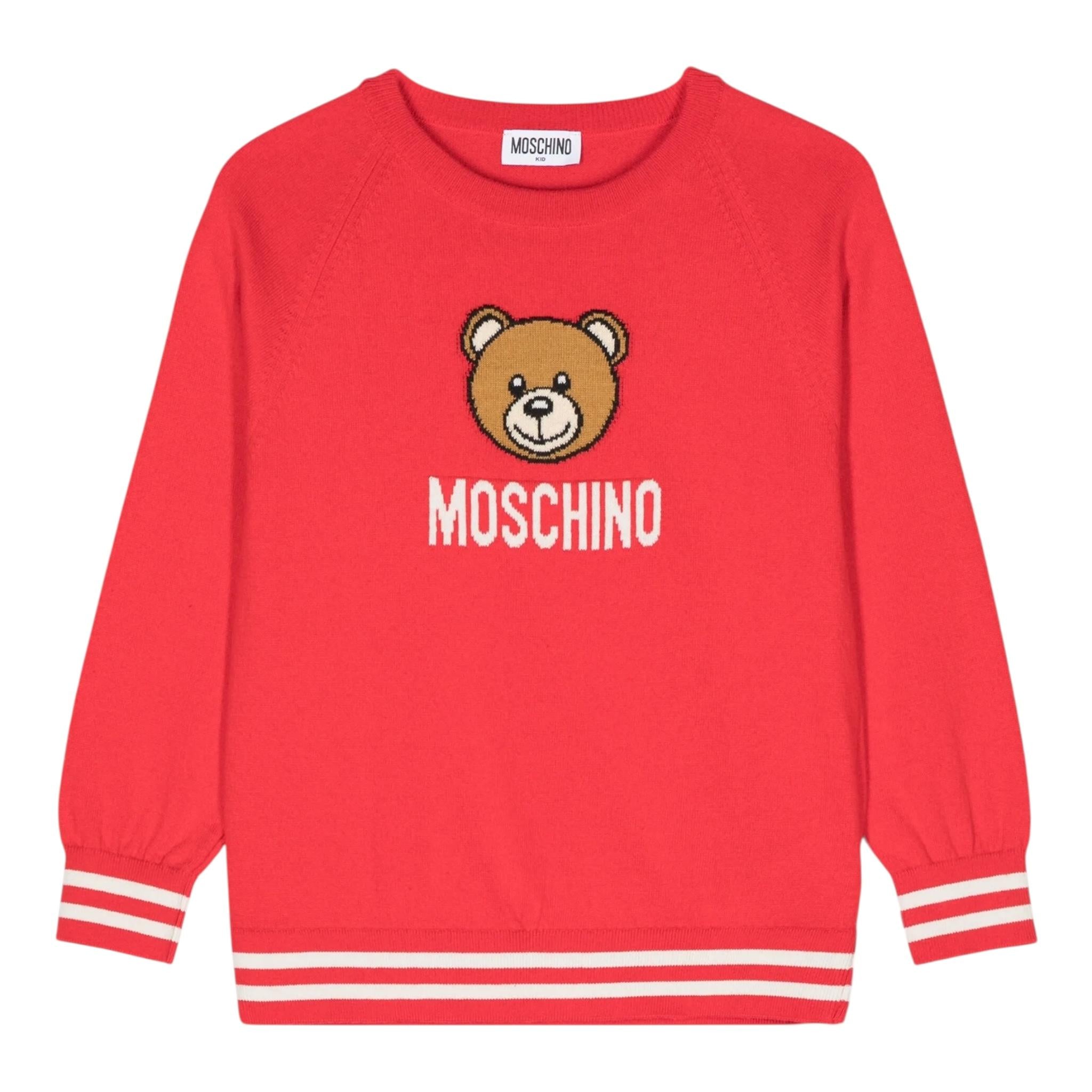 MOSCHINO maglia girocollo tinta unita con stampa orso Rosso per Neonato MYW00JXX ROSSO MOSCHINO 