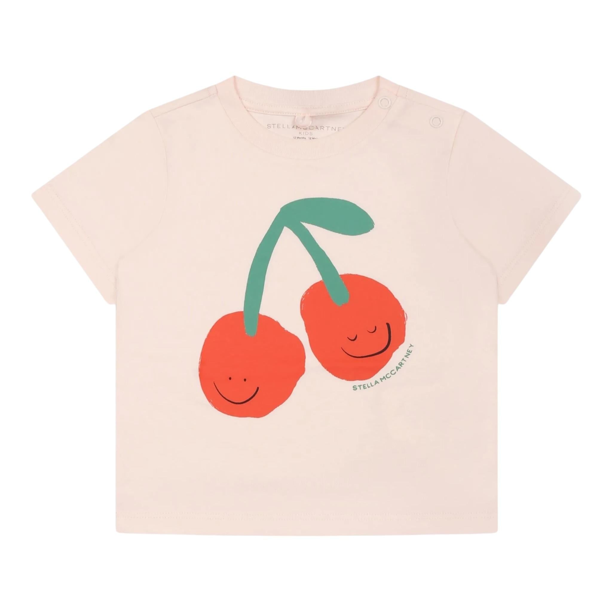 Stella Mccartney T-Shirt Girocollo Tinta Unita con Stampa per Neonata TW8051 ROSA STELLA McCARTNEY 