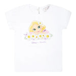 Monnalisa T-Shirt Tinta Unita Girocollo con Stampa Rapunzel per Bambina 39C615 BIANCO MONNALISA 
