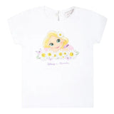 Monnalisa T-Shirt Tinta Unita Girocollo con Stampa Rapunzel per Bambina 39C615 BIANCO MONNALISA 