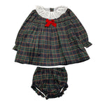 VALENTINA BEBES set abito-coulotte fantasia scozzese e colletto Verde per Bambina MAR86J VERDE VALENTINA BEBES 