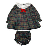 VALENTINA BEBES set abito-coulotte fantasia scozzese e colletto Verde per Bambina MAR86J VERDE VALENTINA BEBES 