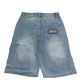 Moschino Bermuda In Denim Tinta Unita con Stampa per Bambino HUQ02K AZZURRO MOSCHINO 