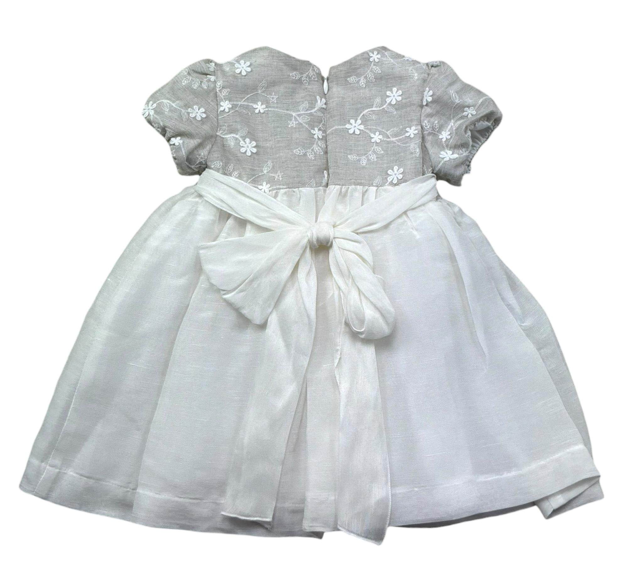 Le Bebe Abito Mezza Manica Ceriomiale con Ricami per Neonata LBG6374 BIANCO LE BEBE 