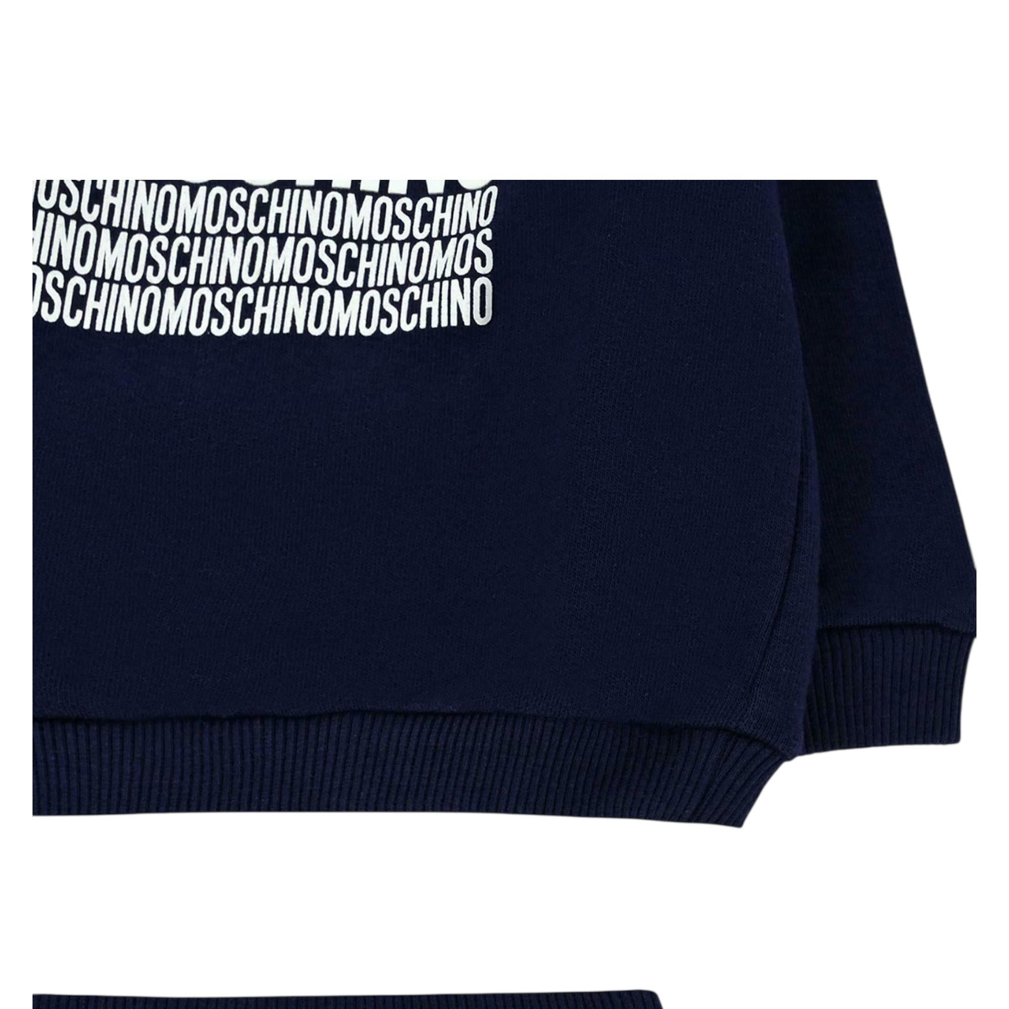 Moschino Felpa Chiusa Girocollo Tinta Unita con Stampe per Neonato MUF05U BLU MOSCHINO 