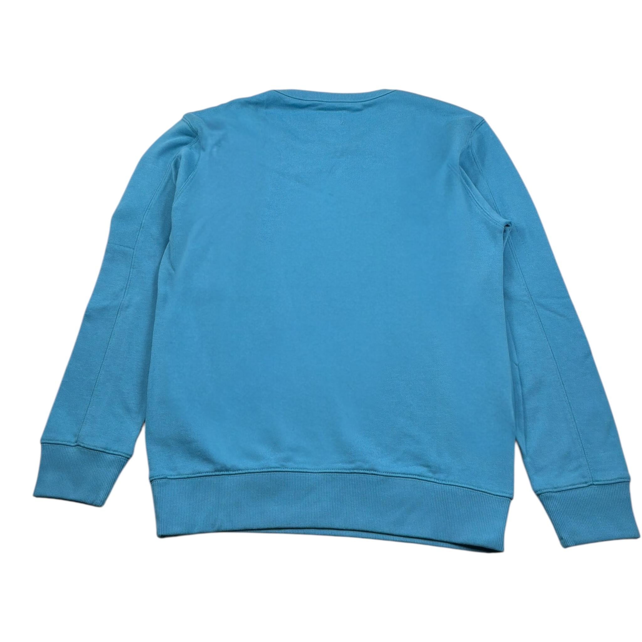 C.P. Company Felpa Girocollo tinta unita con Stampa Azzurro per Bambino CUF00B AZZURRO C.P. COMPANY 