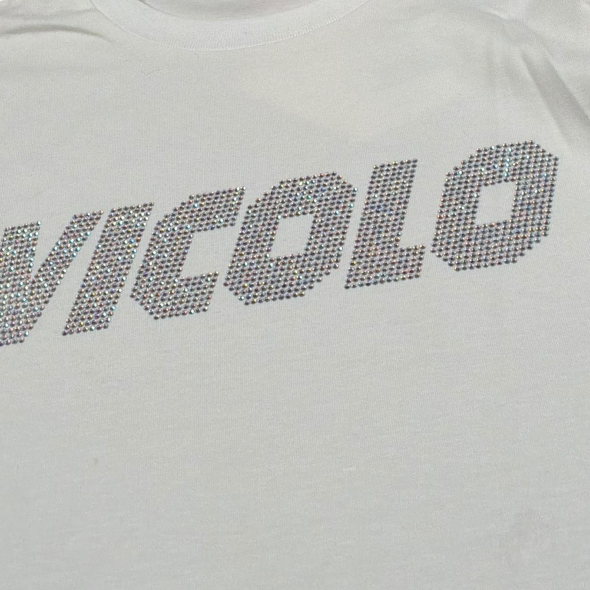 Vicolo Shirt Girocollo Tinta Unita con Brillantini per Bambina 3141M00077 BIANCO VICOLO 