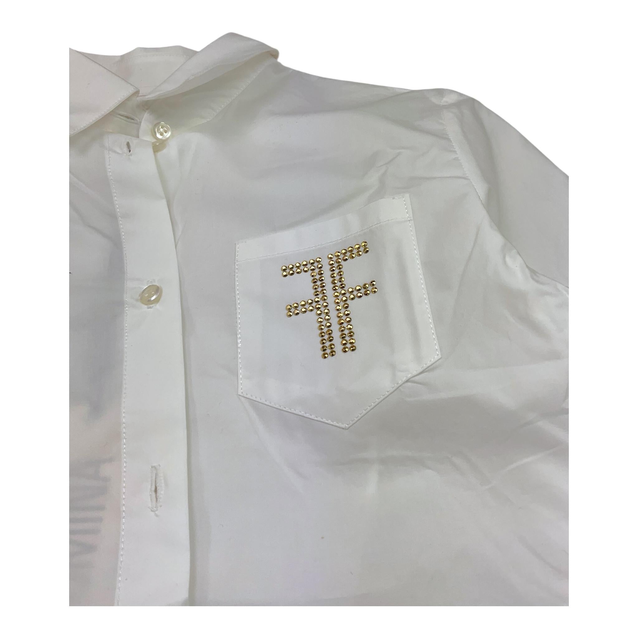 Fracomina Camicia Tinta Unita con Brillantini per Bambina EM0415 BIANCO FRACOMINA 