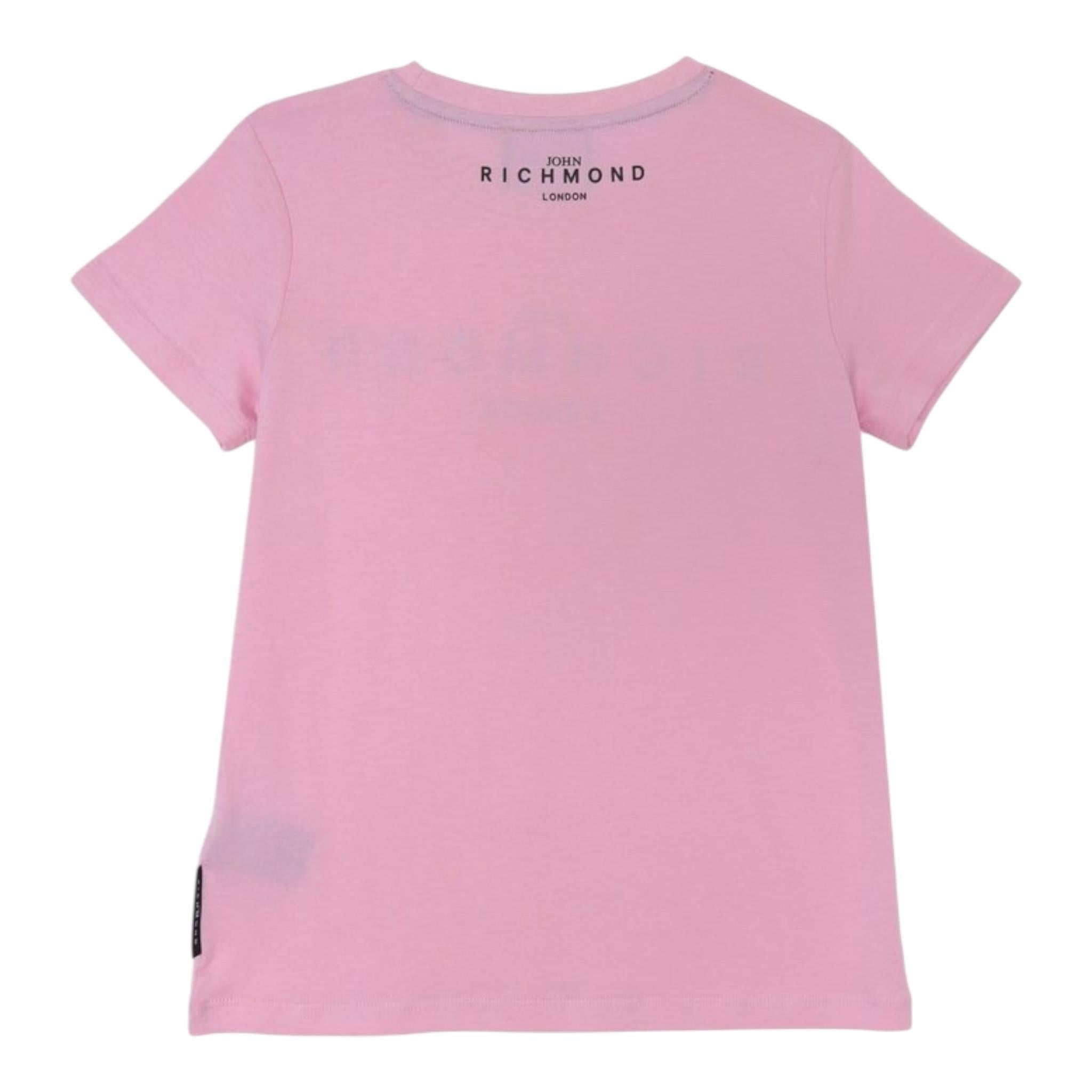John Richmond T-Shirt Girocollo Tinta Unita con Stampa per Bambina RGP25002TS ROSA JOHN RICHMOND 