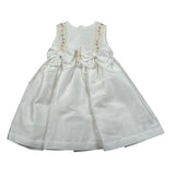 Pure Firenze Abito Giromanica Tinta Unita con Ricamii per Neonata PC01244 BIANCO PURE FIRENZE 