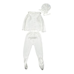 Juliana Completo 3 Pezzi Maglia-Ghettina-Cappello Bianco per Neonata 25036 BIANCO JULIANA 