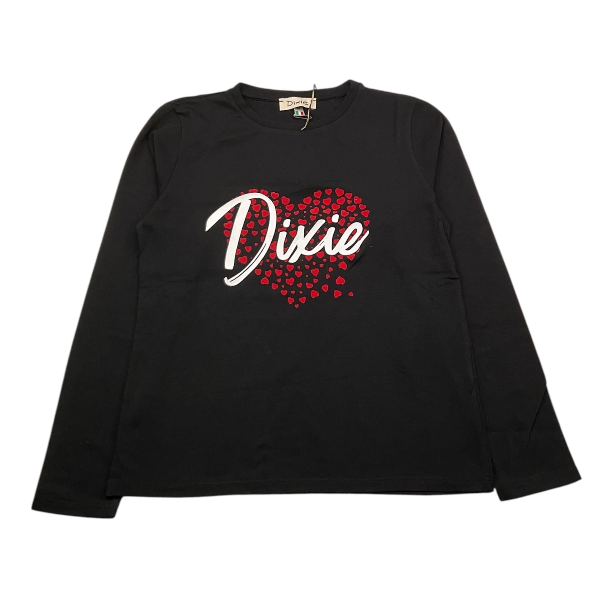 DIXIE shirt girocollo tinta unita con stampe in contrasto Nero per Bambina LB60030G34 NERO DIXIE 
