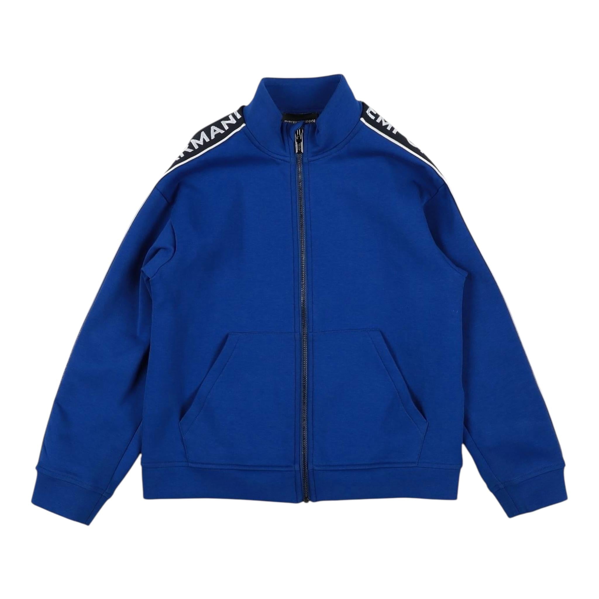 EMPORIO ARMANI felpa con zip tinta unita con maniche logate Cobalto per Bambino 3R4MBA COBALTO EMPORIO ARMANI 