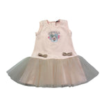 Monnalisa Abito Giromanica Tinta Unita con Tulle per Neonata 398905 ROSA MONNALISA 