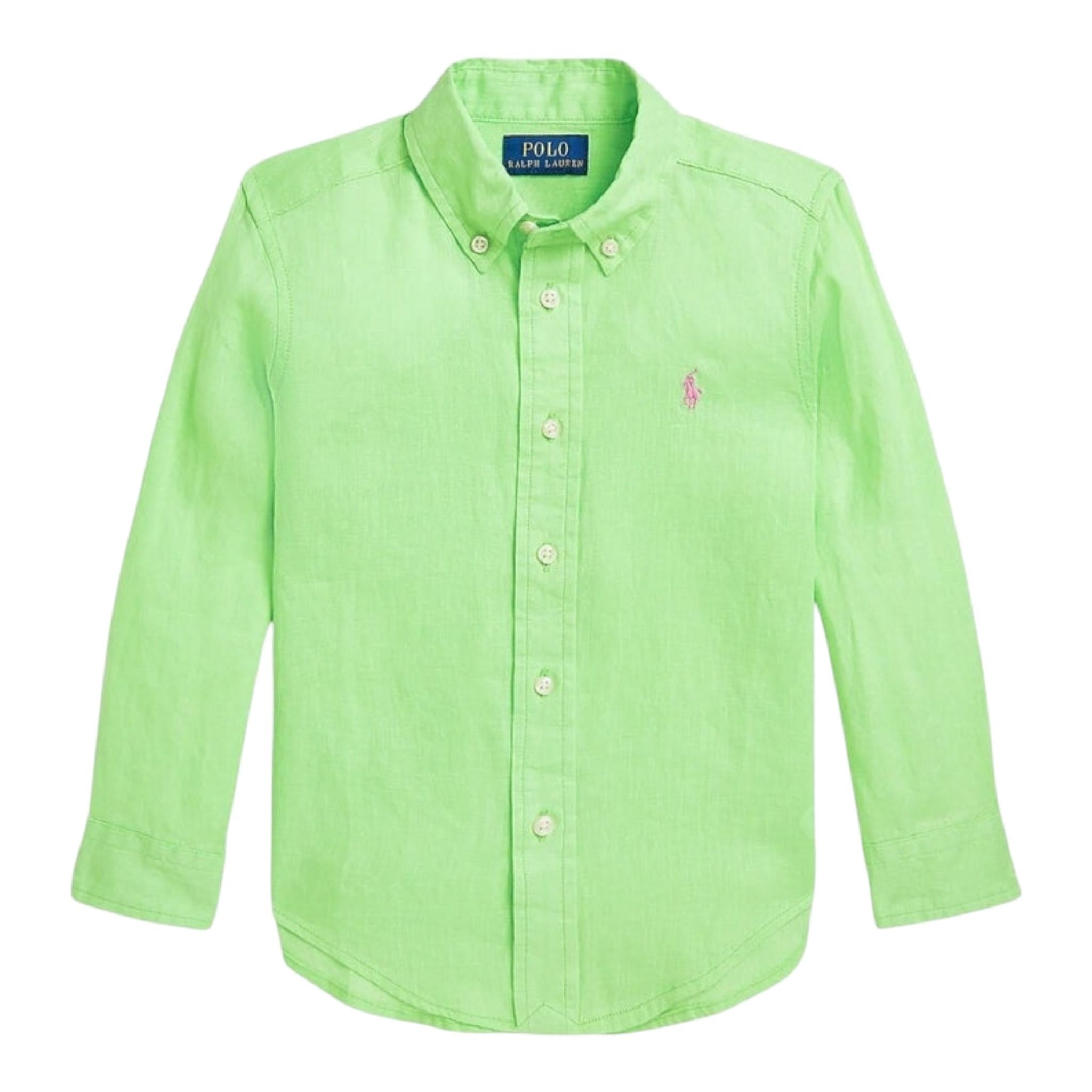 Ralph Lauren Camicia Tinta Unita con Stampa per Bambino 323967600006 VERDE RALPH LAUREN 