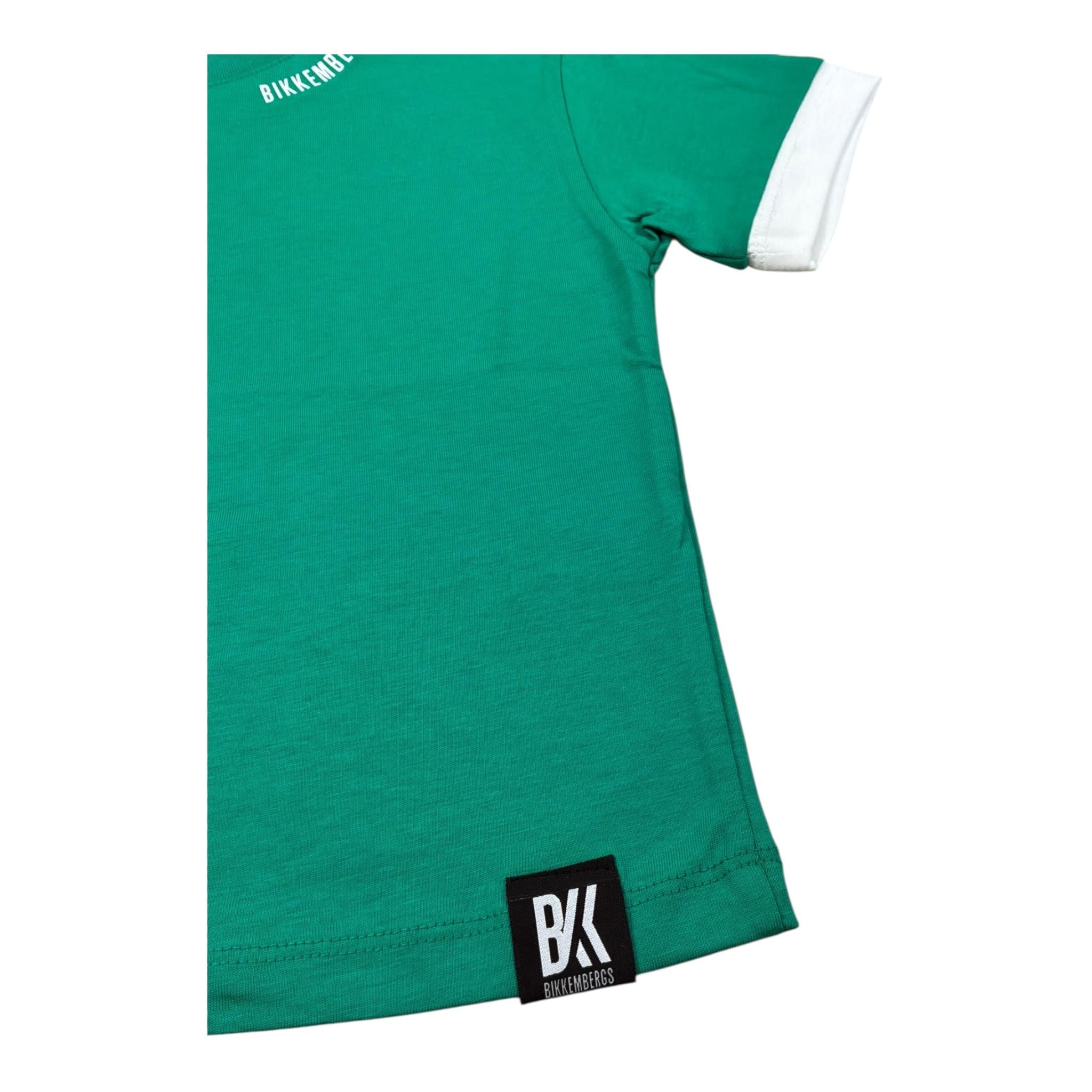 Bikkembergs T-Shirt Girocollo Tinta Unita con Stampa per Bambino BK3020 VERDE BiKKEMBERGS 