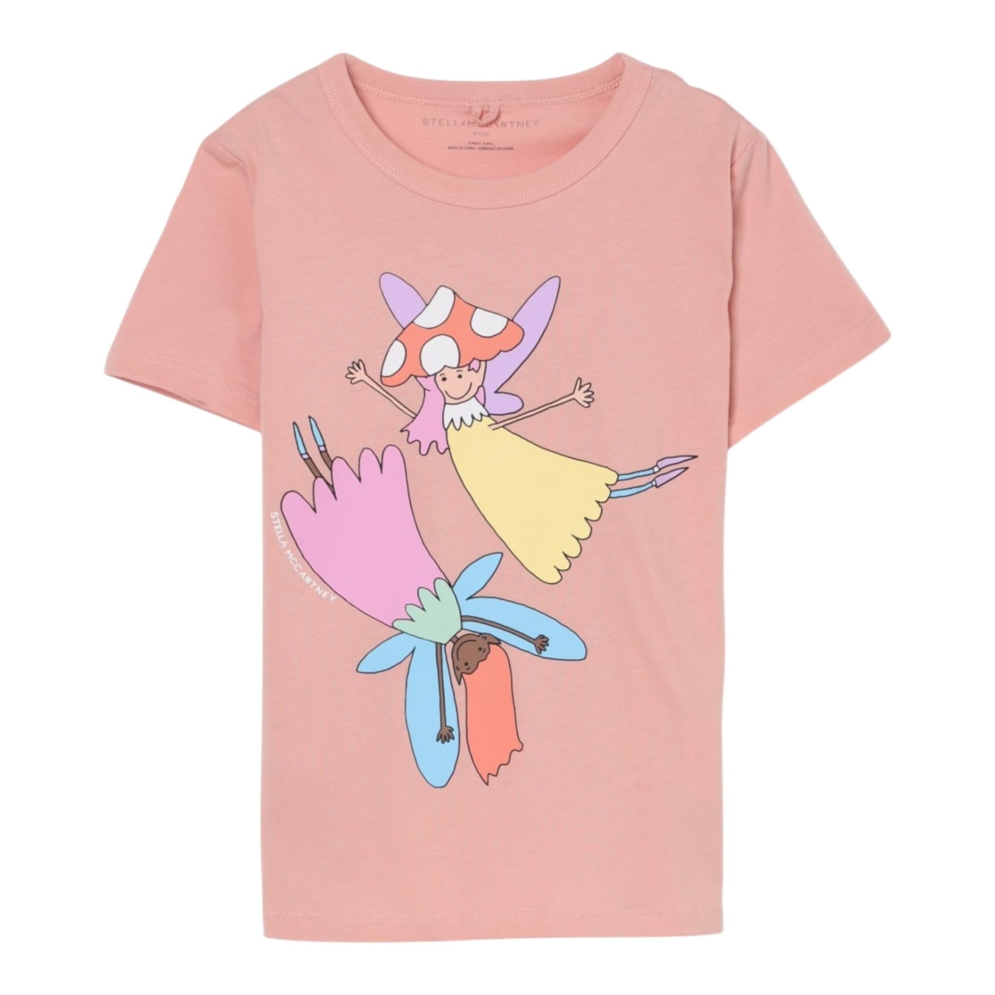Stella Mccartney T-Shirt Girocollo Tinta Unita con Stampa per Bambina TW8A31 ROSA STELLA McCARTNEY 