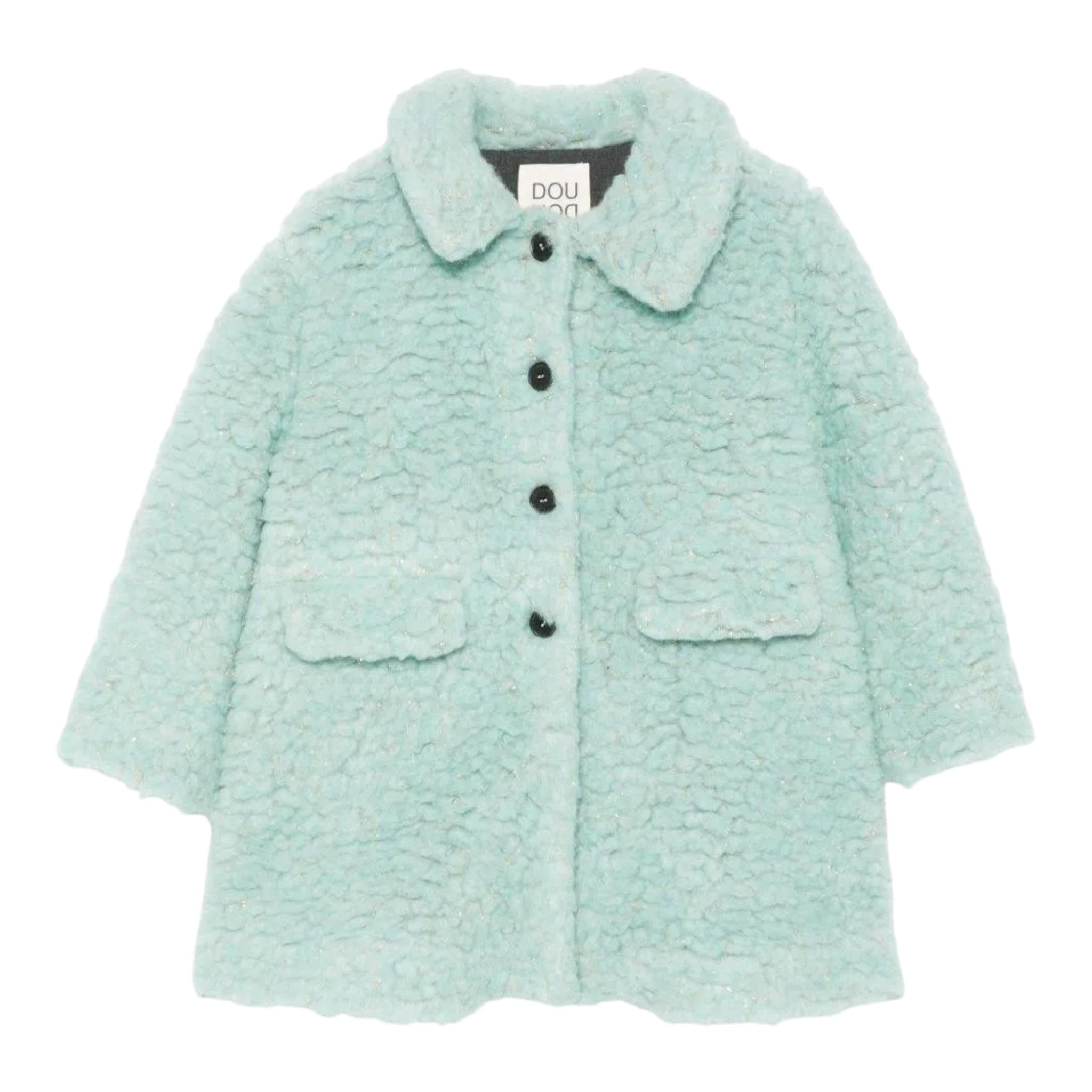 DOU DOU cappotto tinta unita con bottoni in contrasto e tasche  Verde acqua per Bambina DV2A30 VERDE ACQUA DOU DOU 