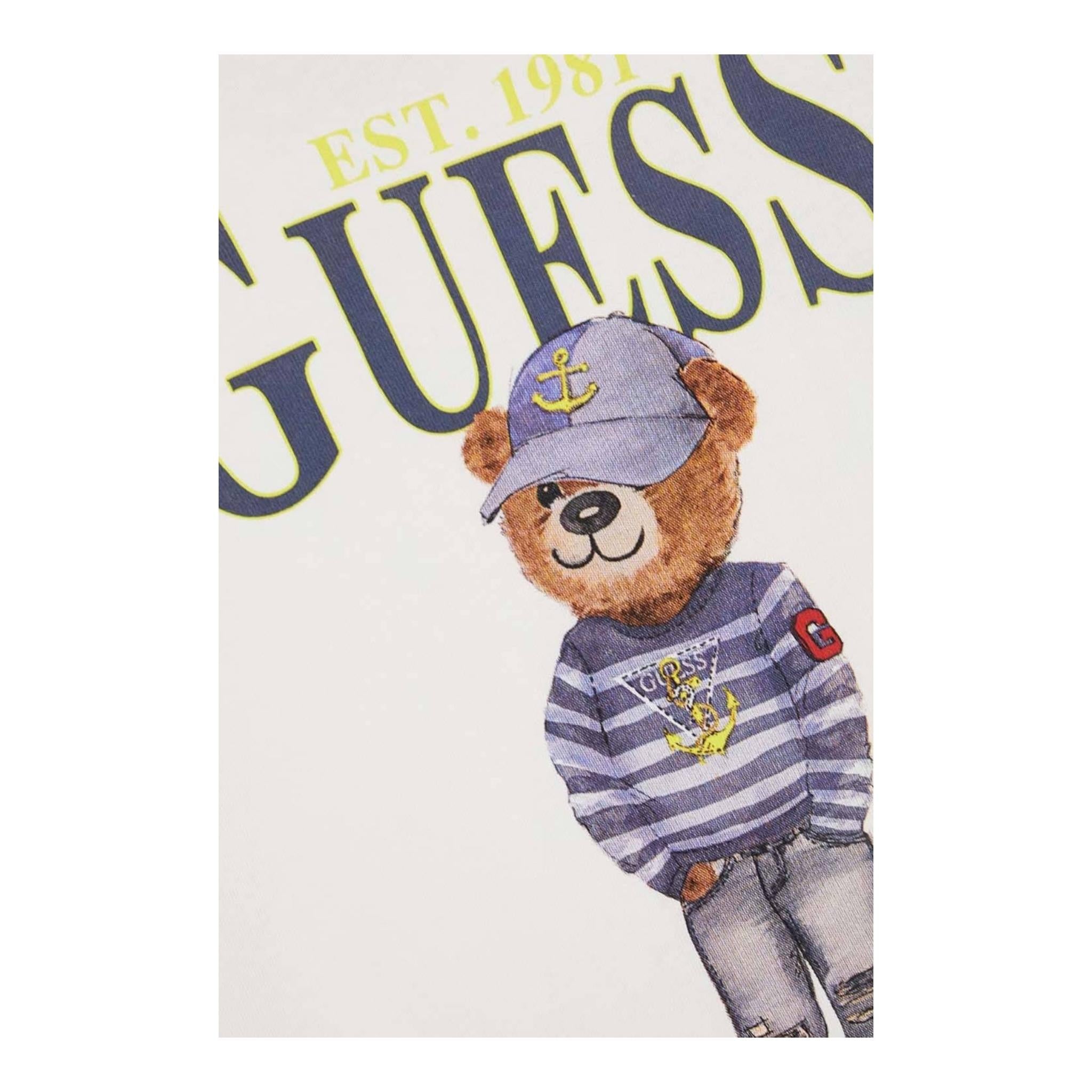 Guess T-Shirt Girocollo Tinta Unita con Stampa per Neonato N5RI20K8HM4XX BIANCO GUESS 