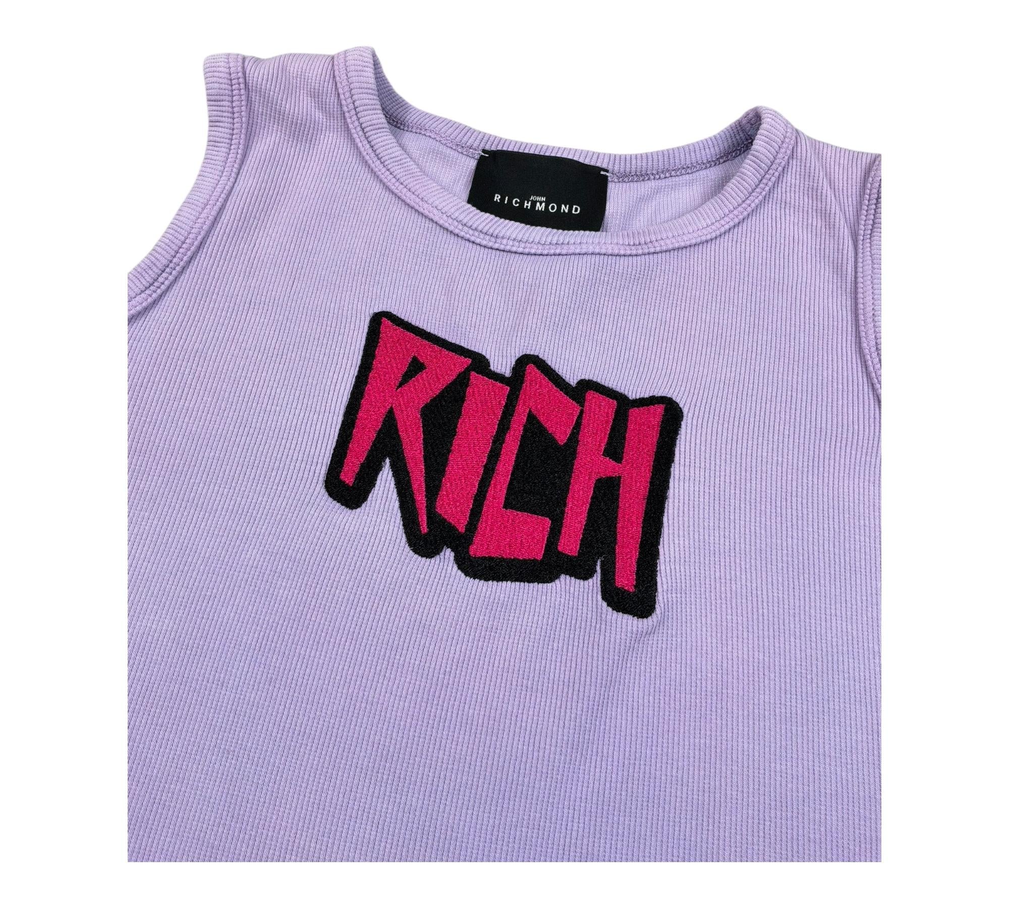 John Richmond Canotta Girocollo Tinta Unita con Logo per Bambina RGP26140CN LILLA JOHN RICHMOND 
