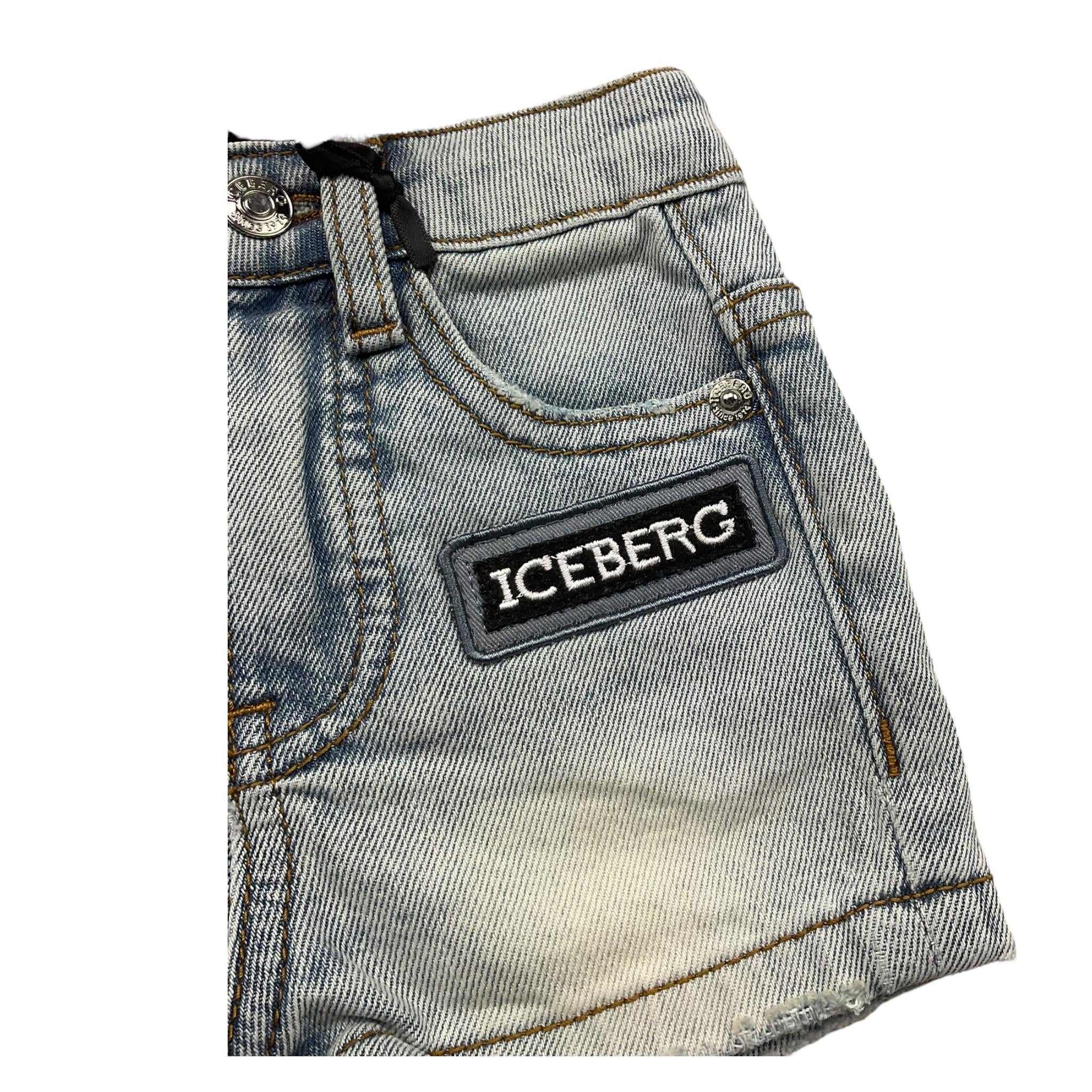 Iceberg Bermuda In Denim Tinta Unita con Girovita Regolabile per Neonato BMICE5100B AZZURRO ICEBERG 