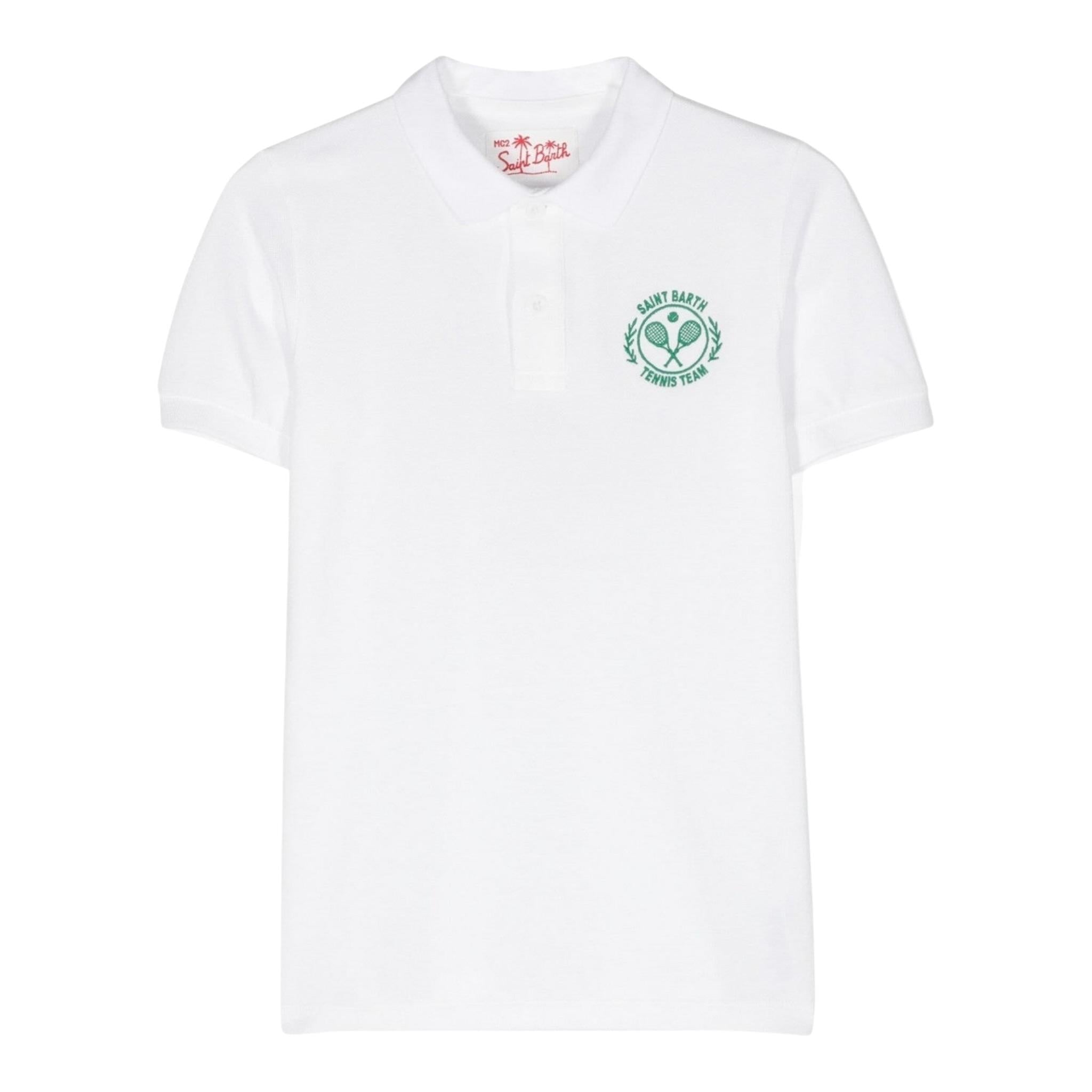 Saint Barth Polo Mezza Manica Tinta Unita con Ricamo per Bambino BEVERLY BIANCO SAINT BARTH 