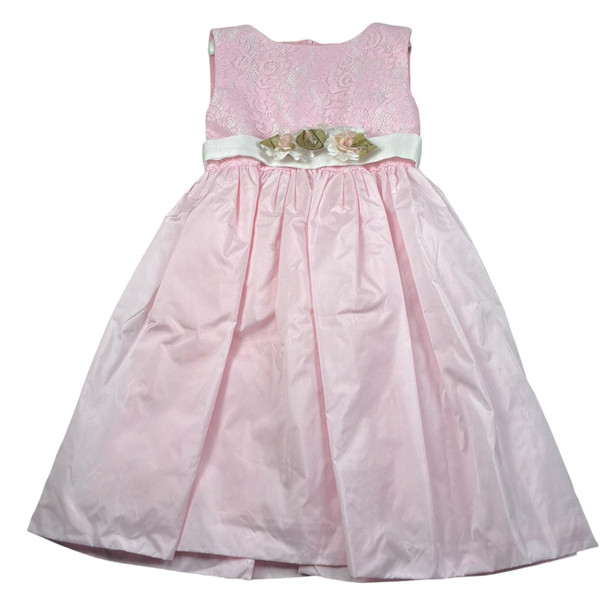 Isabel Abito Cerimonia Tinta Unita con Cintura per Bambina 430140 ROSA ISABEL 