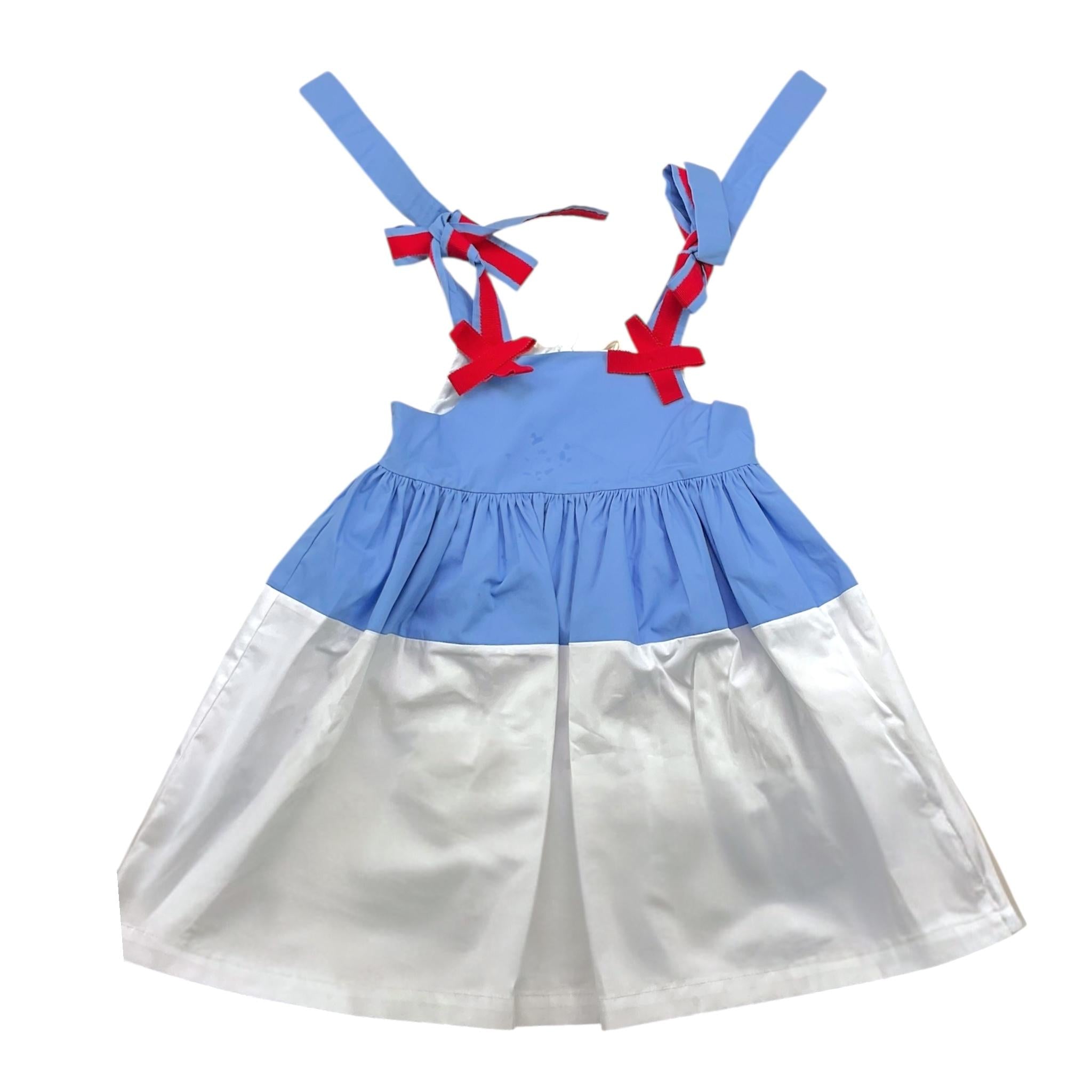 Ilfarobimbi Abito Bicolore con Fiocchi per Neonata IFB50586 BIANCO/AZZURRO ILFAROBIMBI 