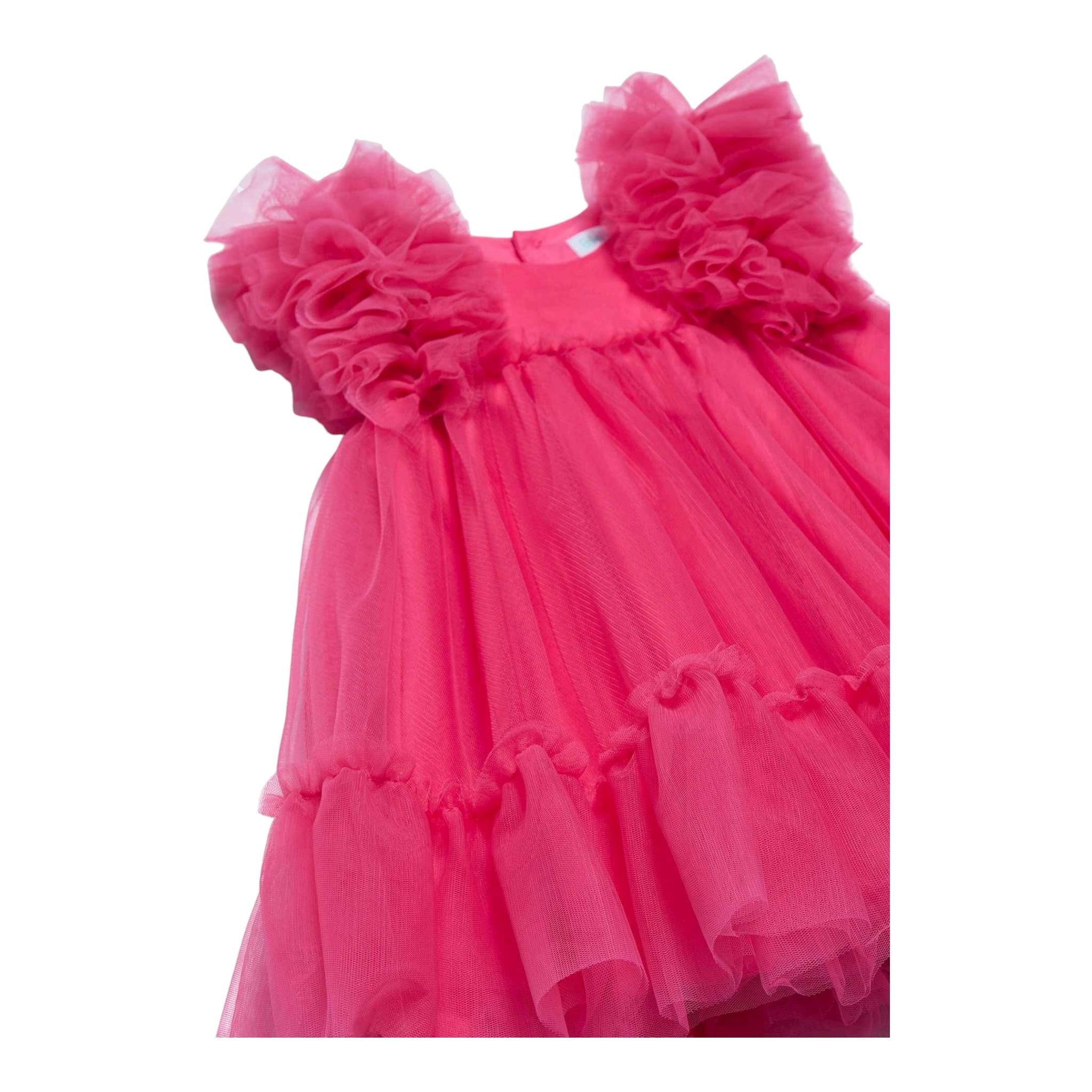 Abel & Lula Abito Mezza Manica Tinta Unita In Tulle per Neonata 502992 FUXIA ABEL & LULA 