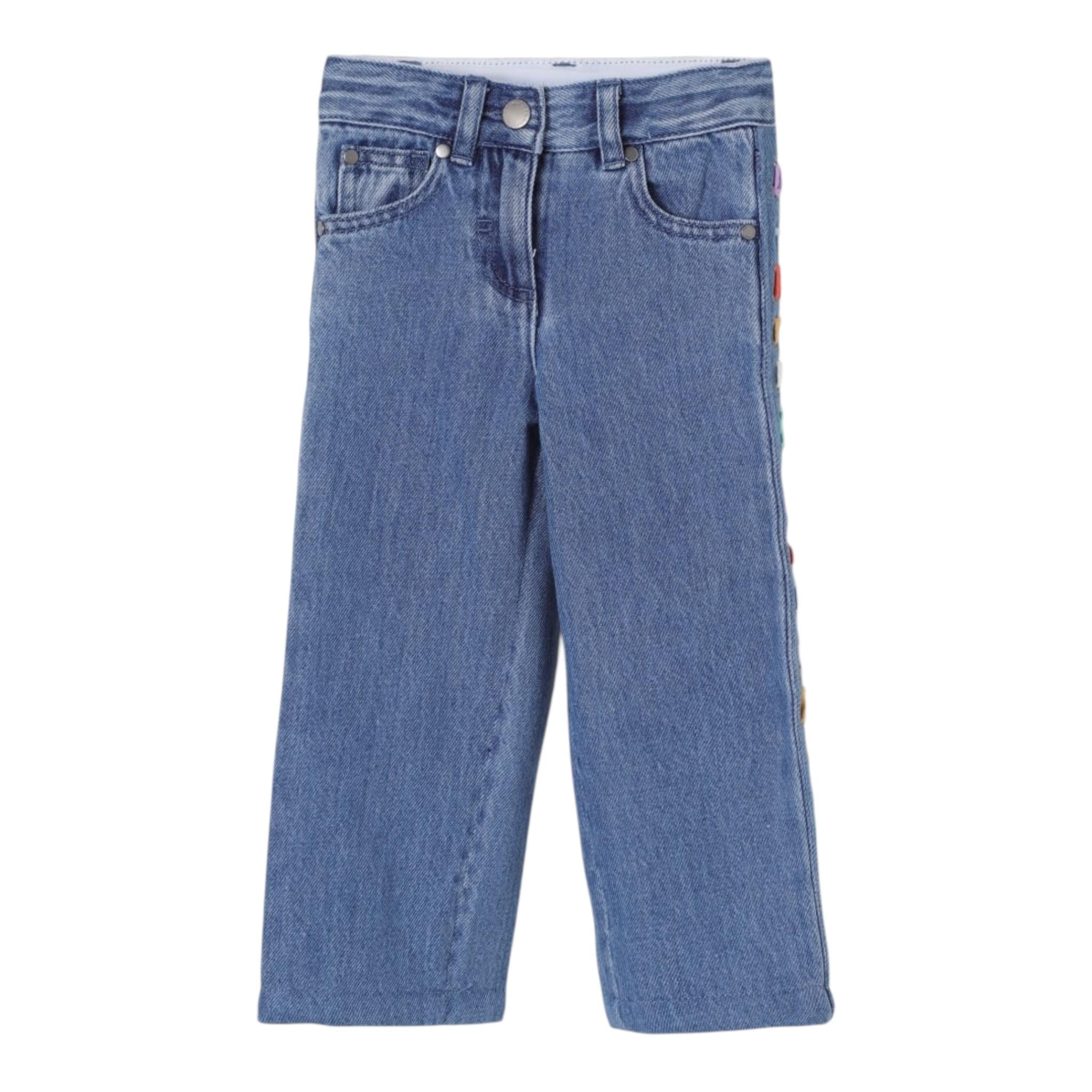Stella Mccartney Jeans Tinta Unita con Logo Laterale per Bambina TW6E40 BLU STELLA McCARTNEY 