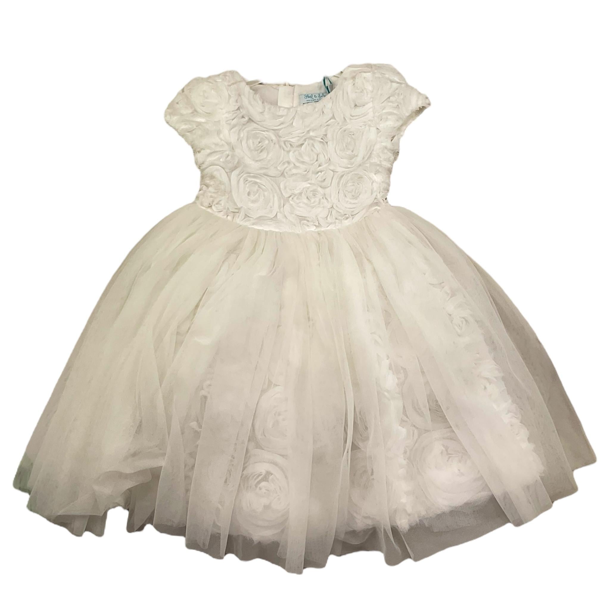 Abel & Lula Abito Mezza Manica Tinta Unita con Tulle per Bambina 5055 BIANCO ABEL & LULA 