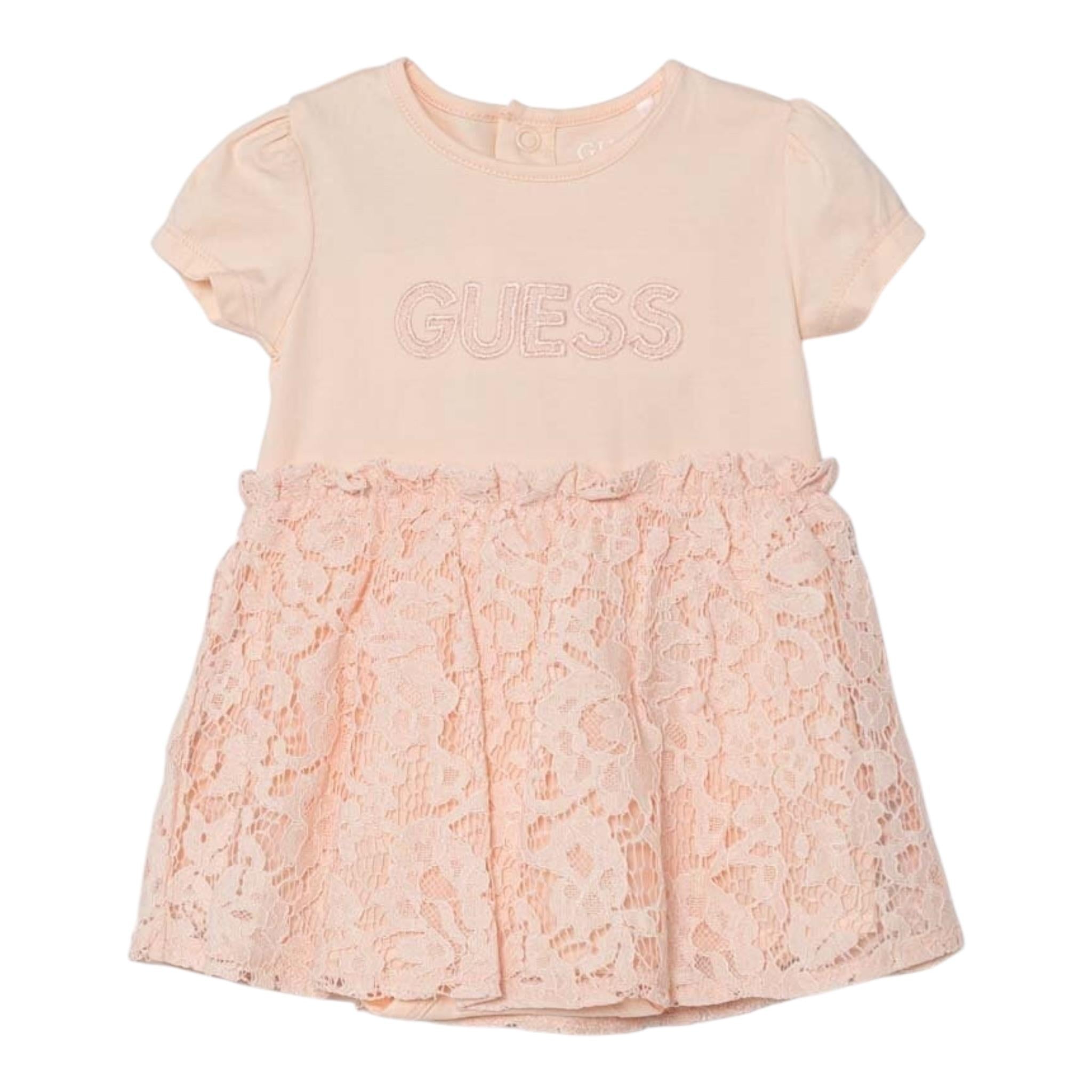 Guess Abito Mezza Manica Tinta Unita con Ricami per Neonata S4RG14K6YW1 ROSA GUESS 