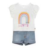Levi'S Completo 2 Pezzi T-Shirt-Short In Denim per Neonata 1EH076 BIANCO LEVI'S 