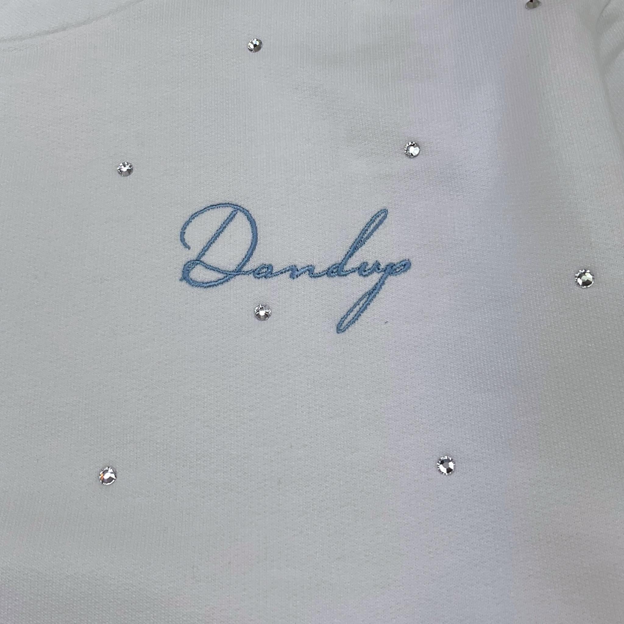 Dondup Felpa Girocollo Tinta Unita con Brillantini per Bambina DFFE016 BIANCO DONDUP 