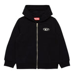 Diesel Felpa con Zip E Cappuccio Tinta Unita con Logo per Bambino J02244 NERO DIESEL 