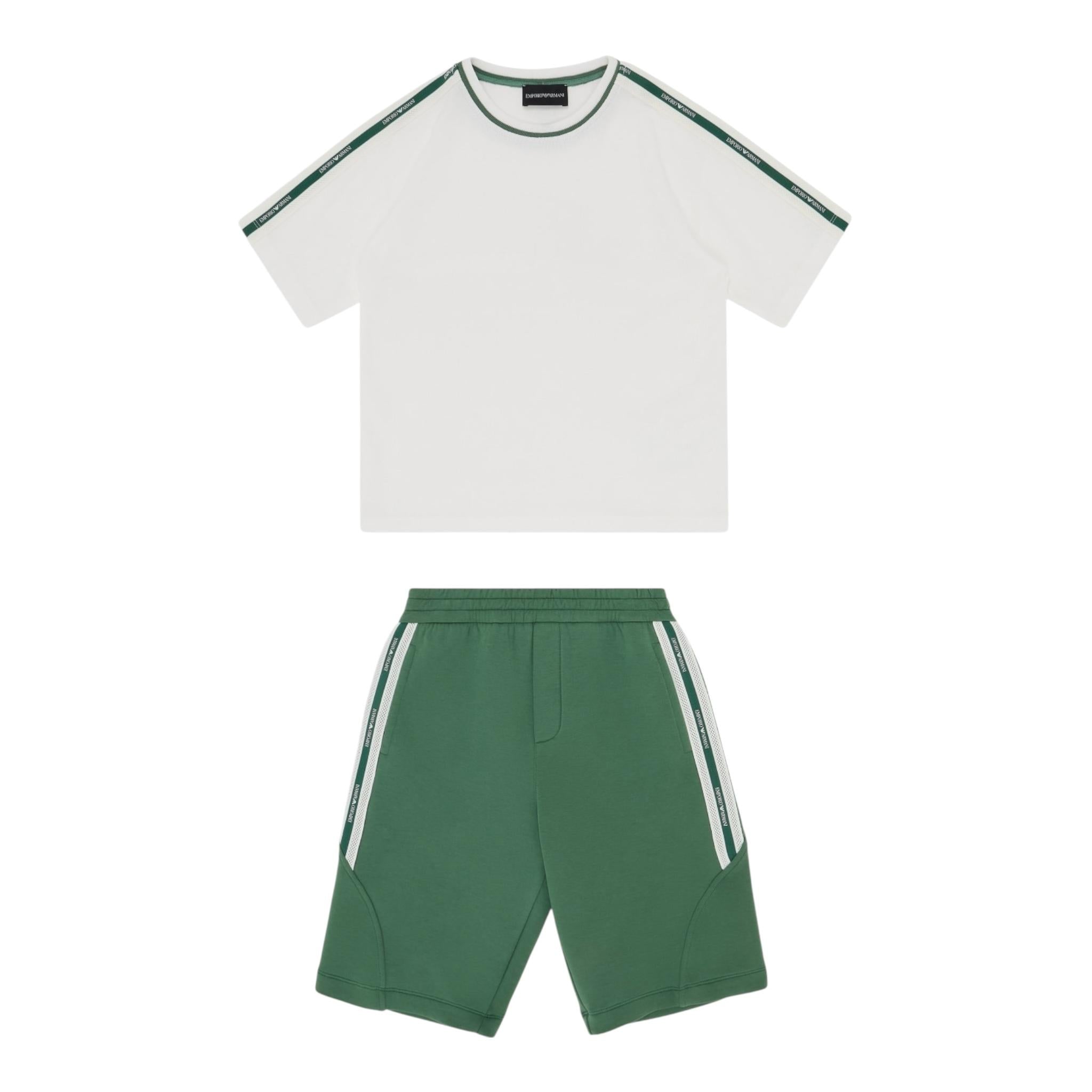Emporio Armani Completo 2 Pezzi T-Shirt-Bermuda per Bambino EB000150 BIANCO/VERDE EMPORIO ARMANI 