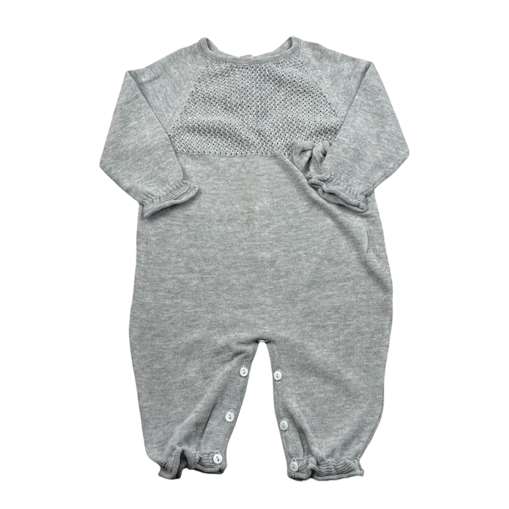 Le Coconne Tutina Tinta Unita con Applicazione Fiocco per Neonata LCN0586 GRIGIO LE COCONNE 